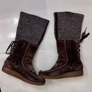 Northface size 8.5 Brown Alana Mid Knit Cuff Nubuck Suede Winter Boots